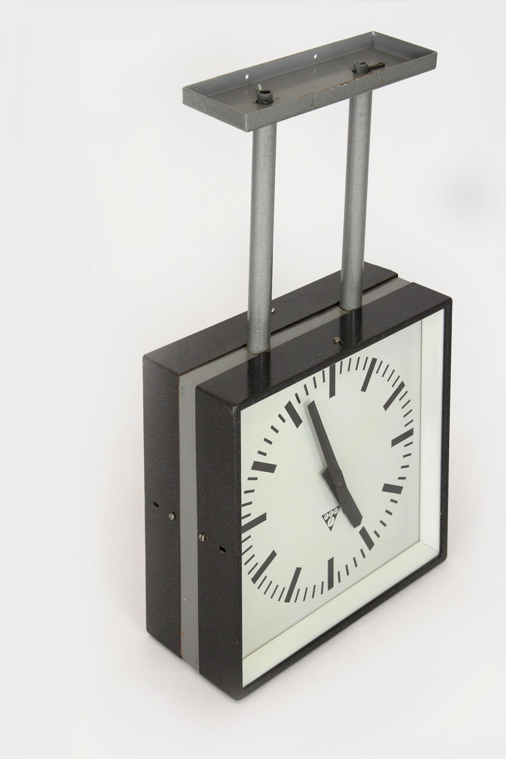 Large Double-Sided Railway Clock from Pragotron, 1980s For Sale 6