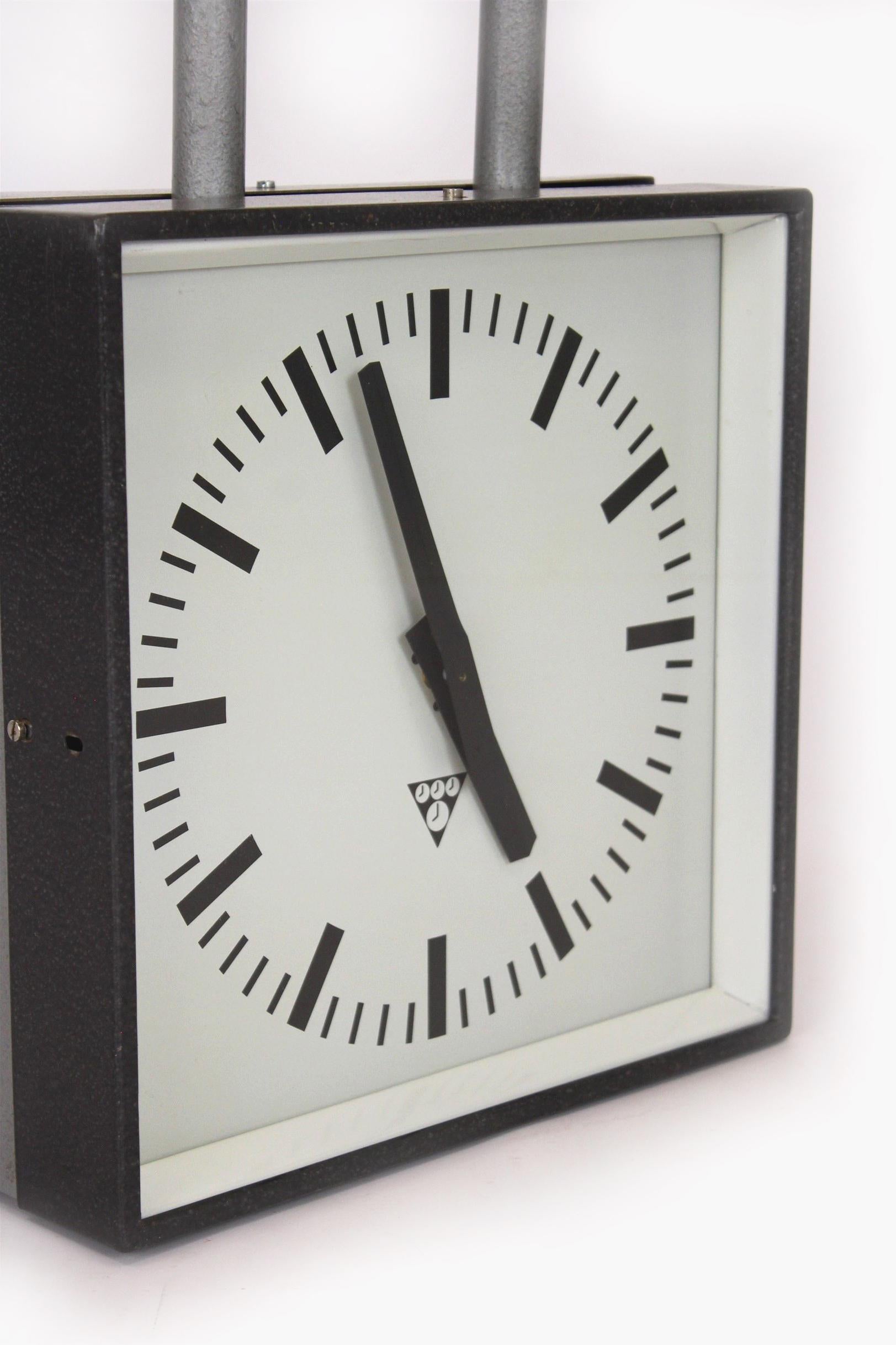 Large Double-Sided Railway Clock from Pragotron, 1980s For Sale 7