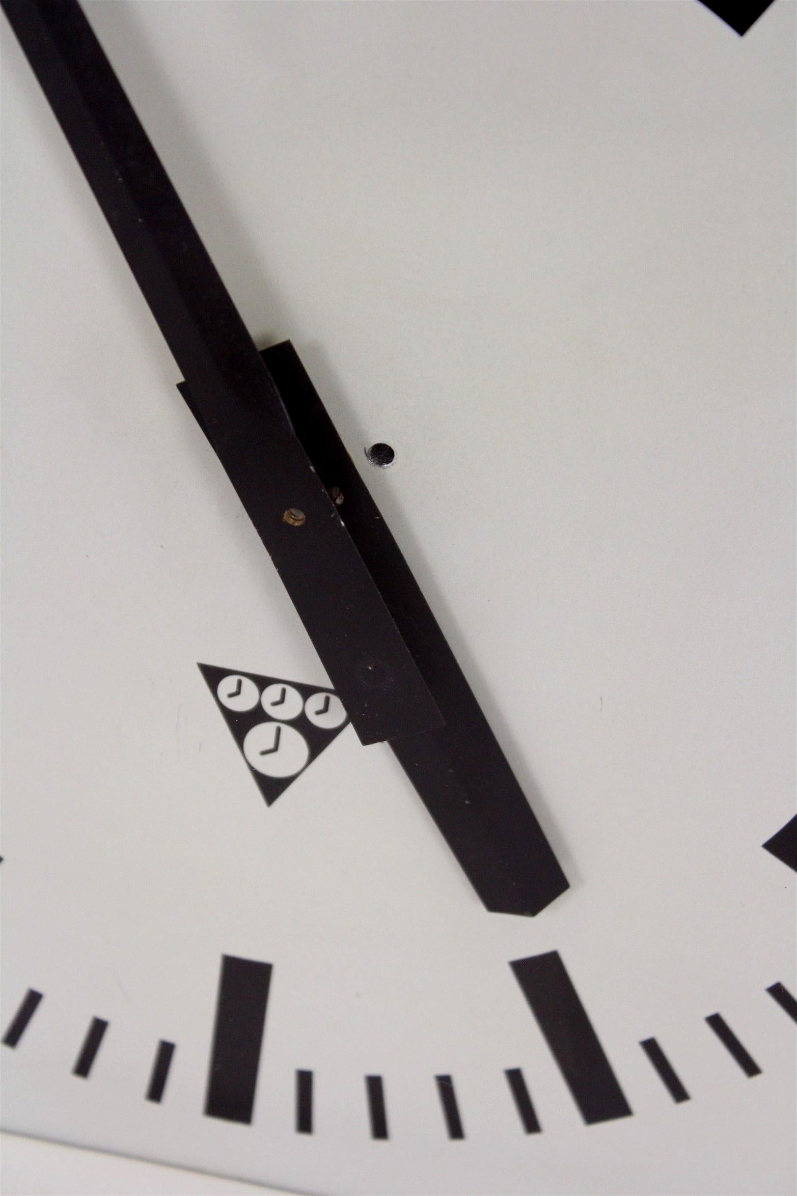 Steel Large Double-Sided Railway Clock from Pragotron, 1980s For Sale