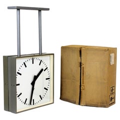 Large Double-Sided Railway Clock from Pragotron, 1980s