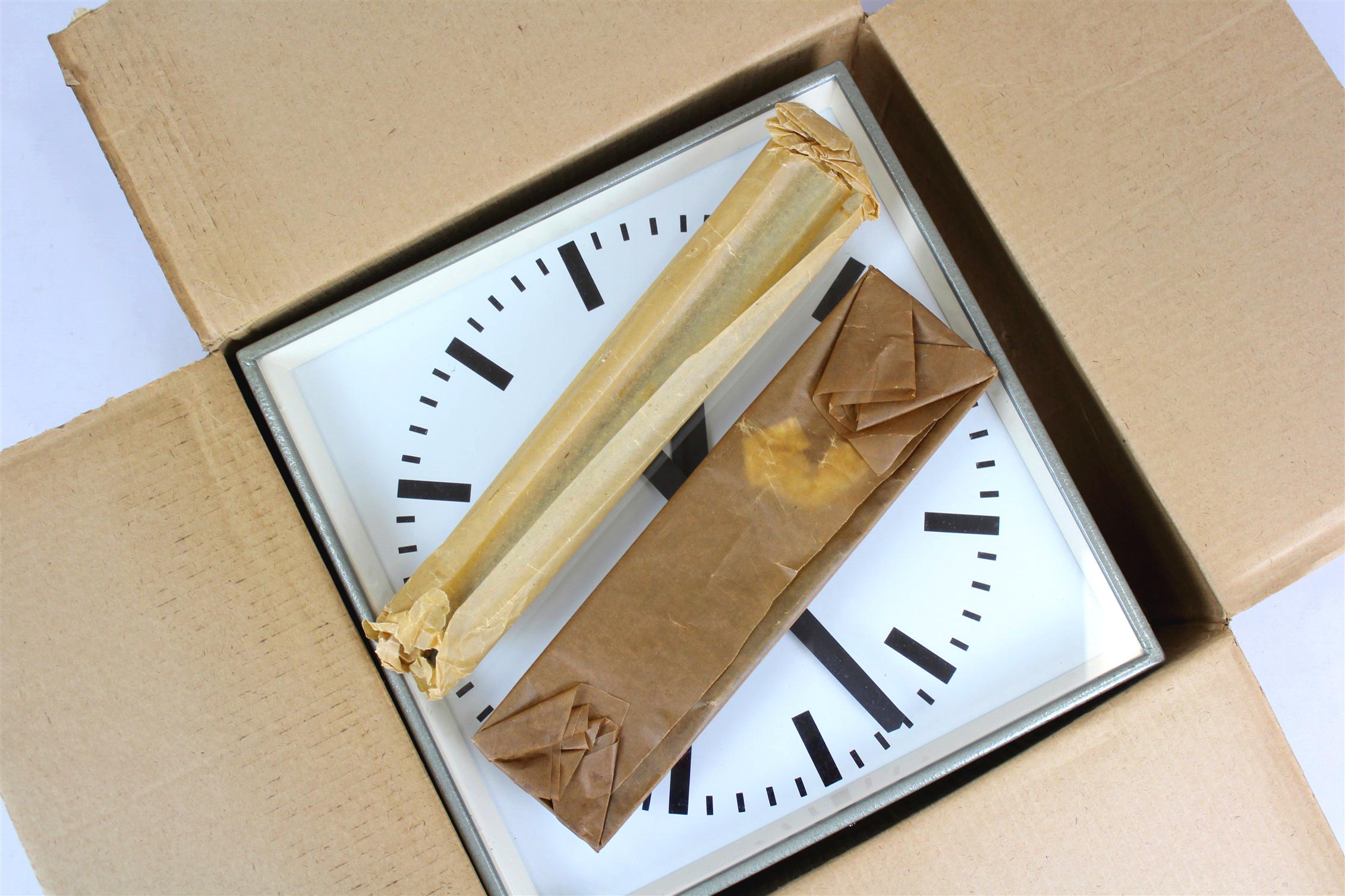 Industrial Large Double-Sided Railway Clock from Pragotron, 1980s (New, in box) For Sale