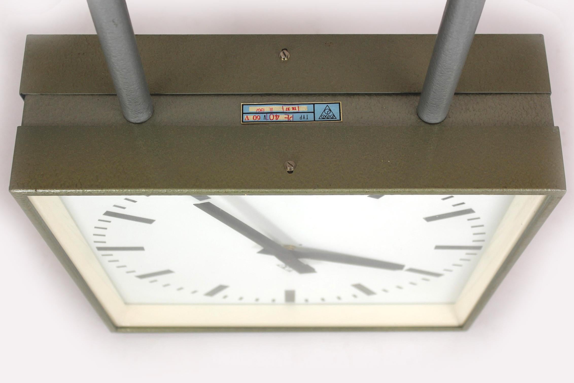 Large Double-Sided Railway Clock from Pragotron, 1980s (New, in box) For Sale 2