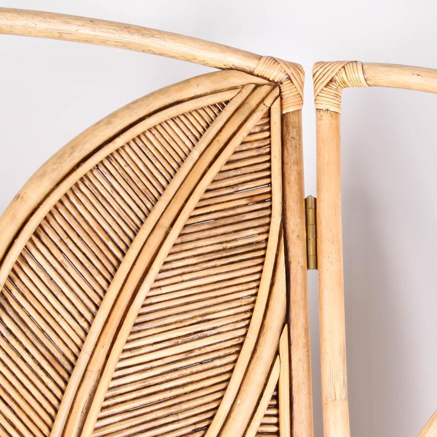 20th Century Large Double-Sided Rattan Leaf Shaped Room Divider / Screen