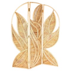 Large Double-Sided Rattan Leaf Shaped Room Divider / Screen