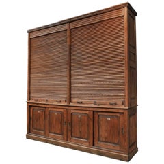 Large Double Sliding Shutter Doors File Office Cabinet, circa 1900