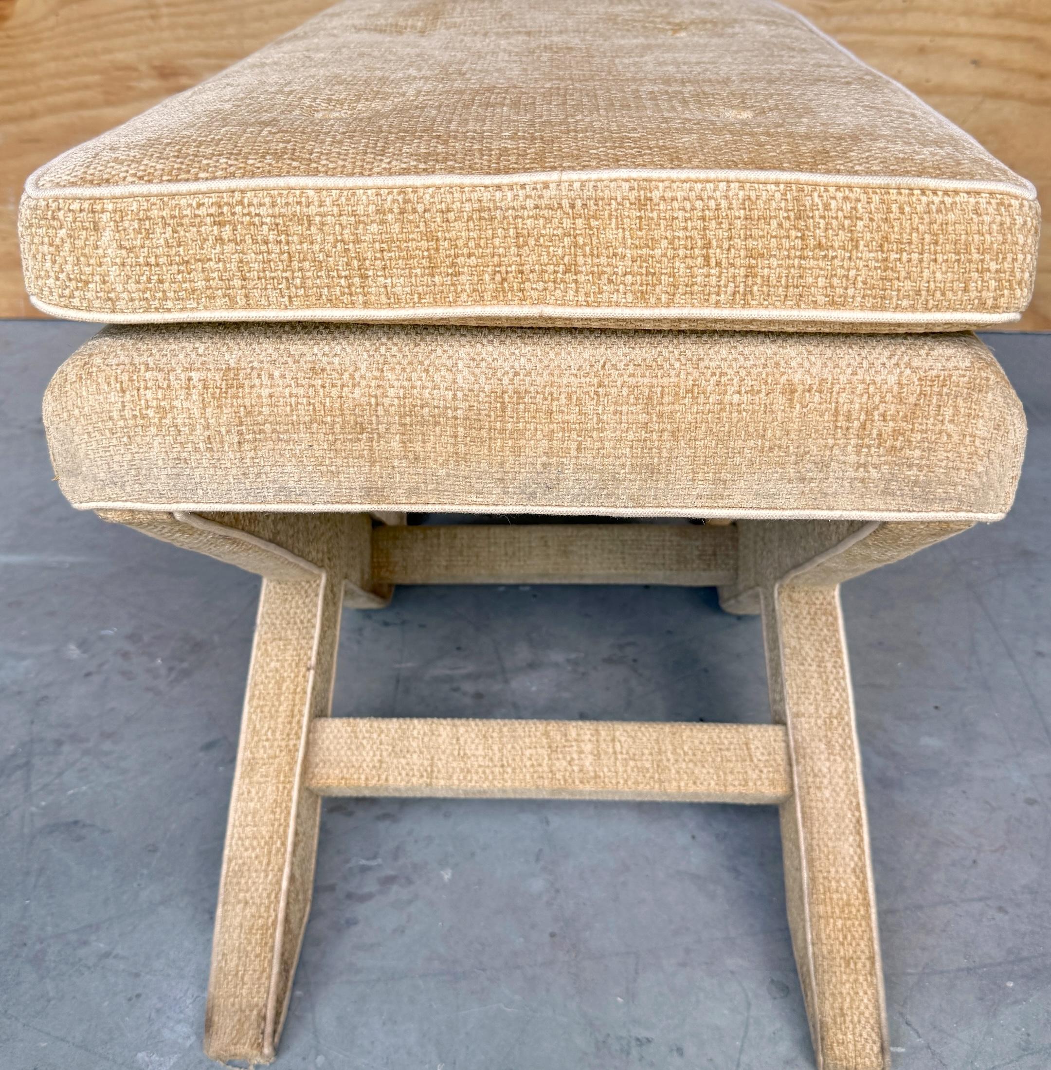 American Large Double 'X' Upholstered Bench Frame, In the Style of Billy Baldwin For Sale