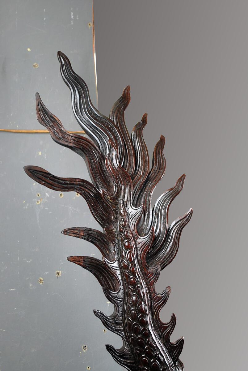 Large Dragon Mirror in Finely Carved Iron Wood, 1900s For Sale 1