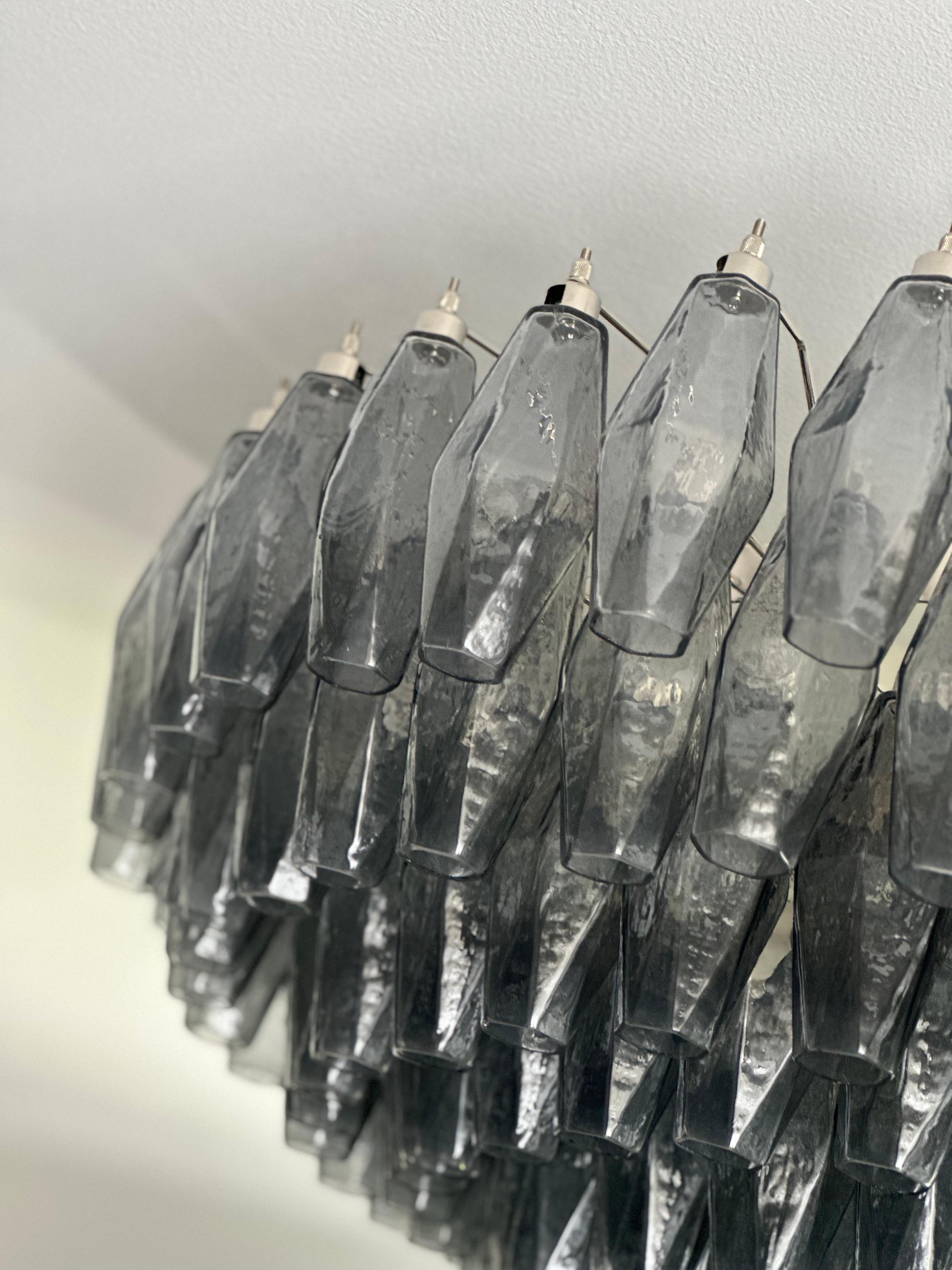 Late 20th Century Large Dramatic Smoked Grey Murano Chandelier in the style of Carlo Scarpa. For Sale