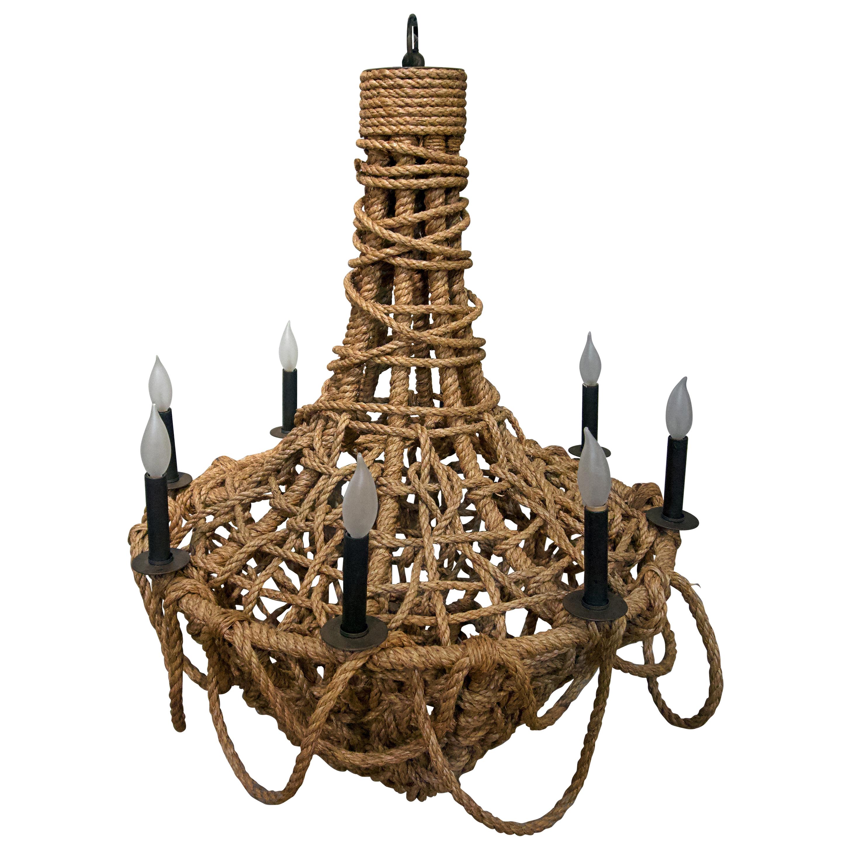 Large Draped Rope Chandelier For Sale
