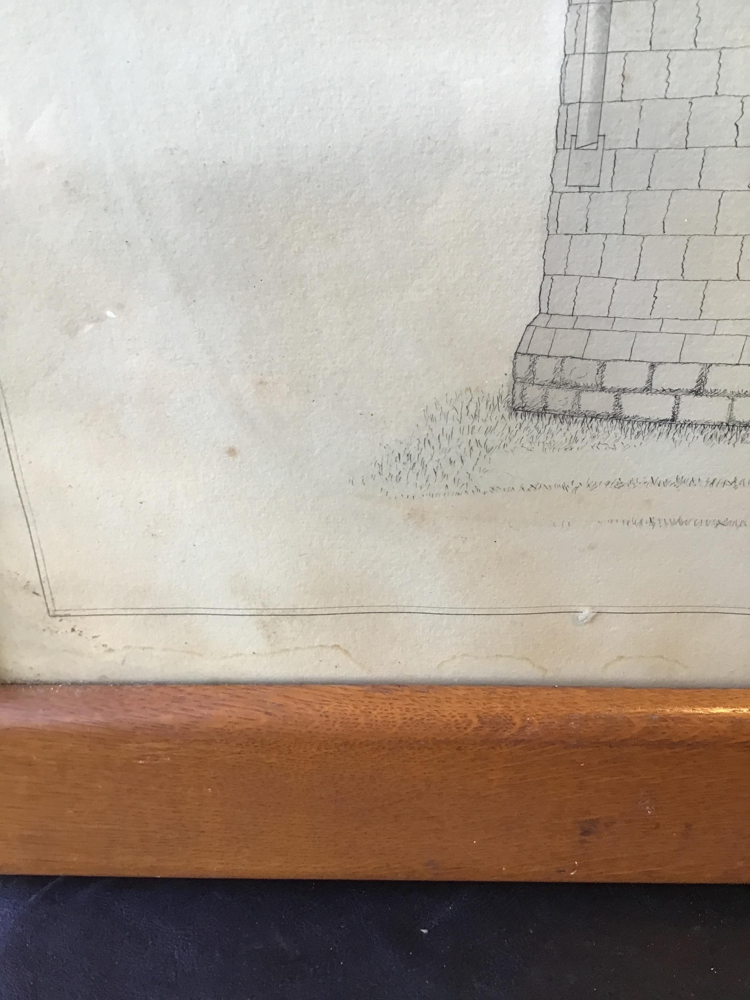 Large Drawing of Water Tower at Fort Ethan Allen For Sale 1
