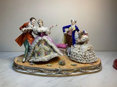 Large Dresden Lace Porcelain Group Figurines
