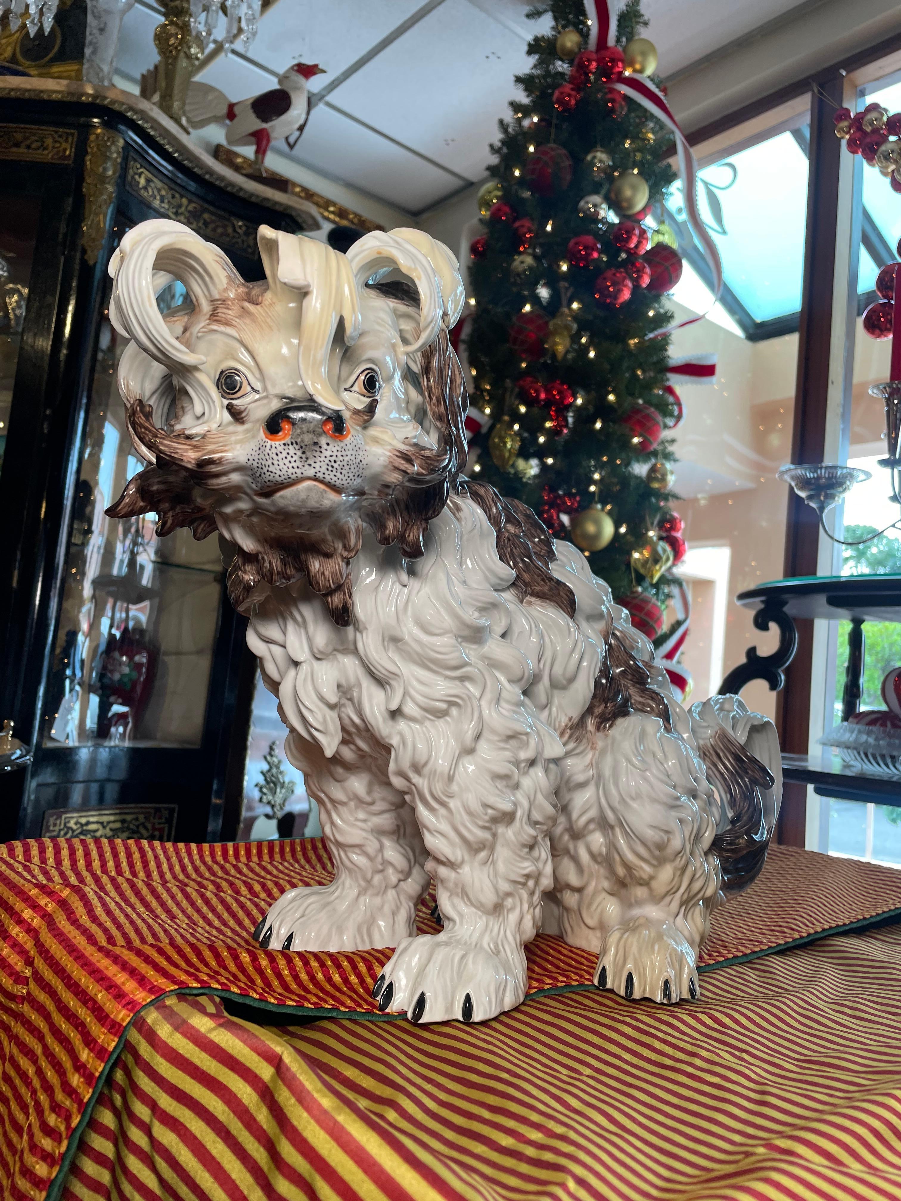 Perro Boloñés Grande de Dresden Porcelain en venta 3