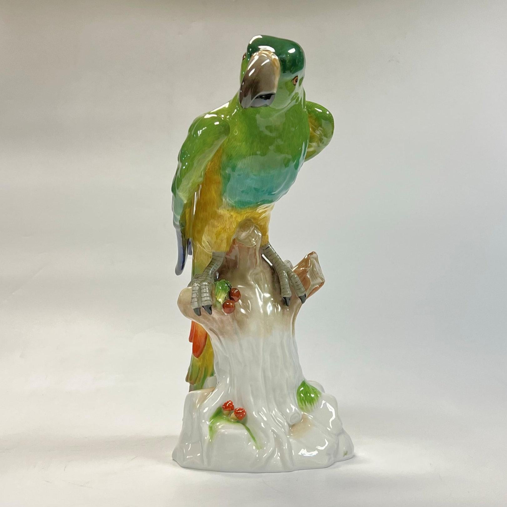 Large Dresden Porcelain Macaw Figurine In Excellent Condition For Sale In New York, NY