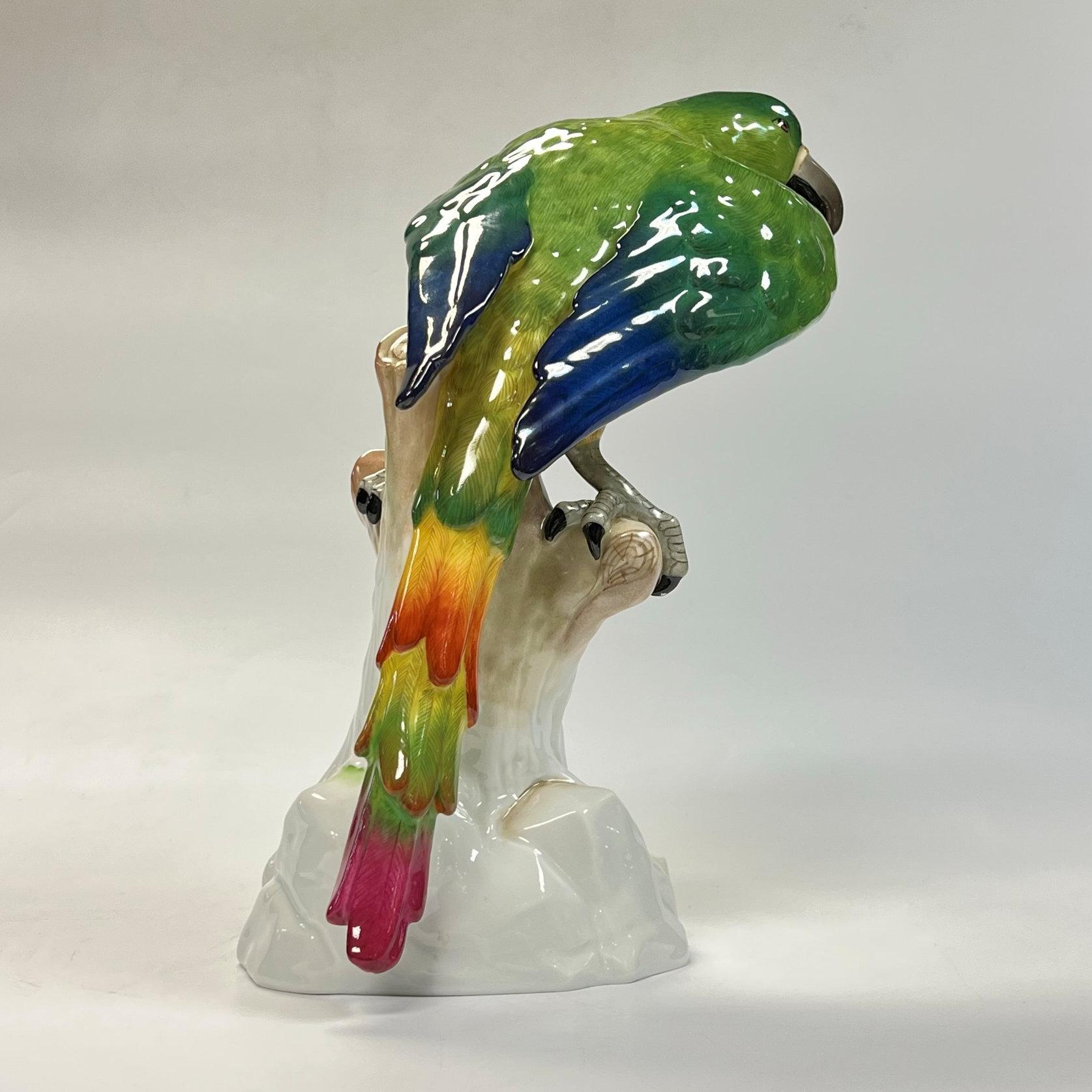 Large Dresden Porcelain Macaw Figurine For Sale 2