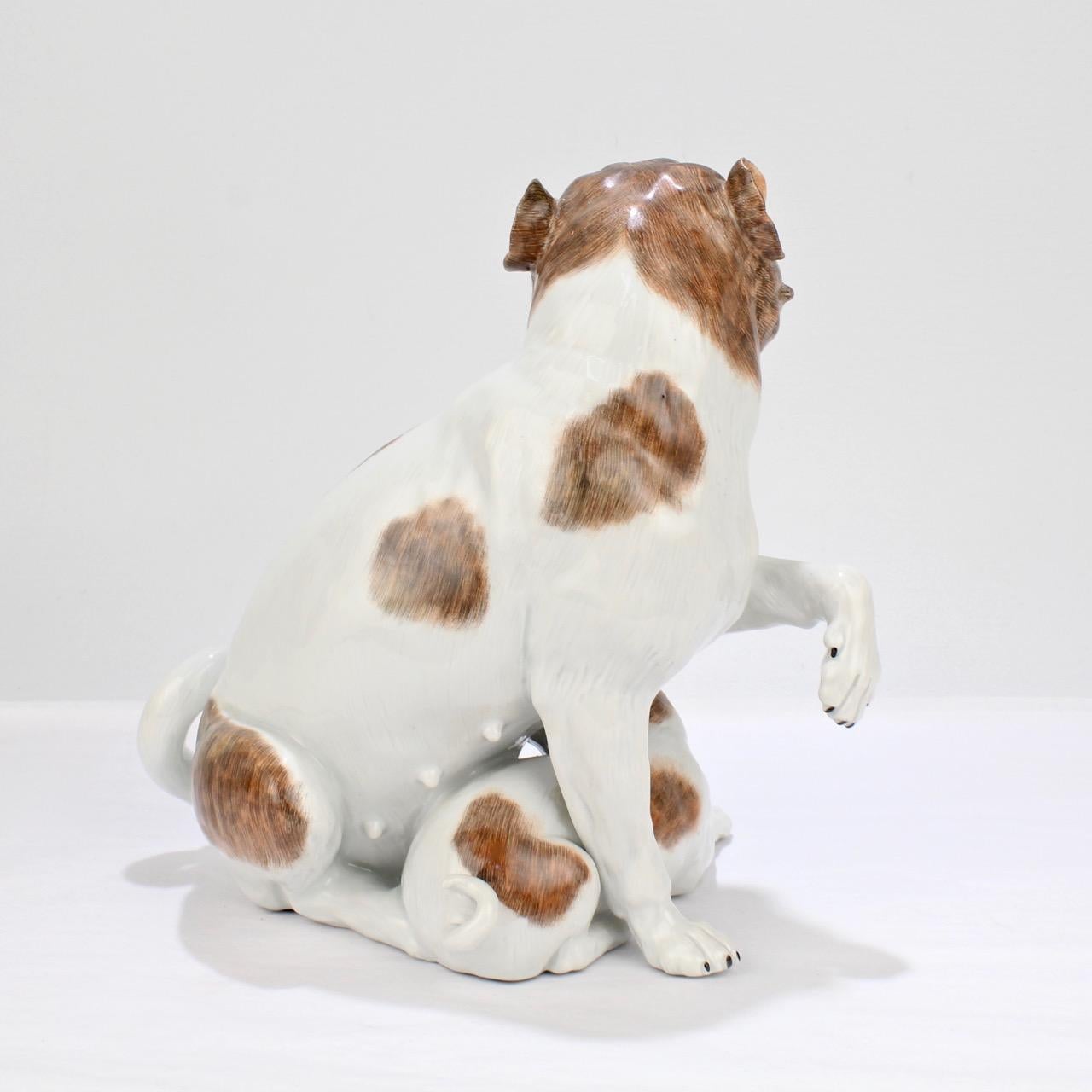 Large Dresden Porcelain Pug Dog Mother and Puppy Figurine or Model 1
