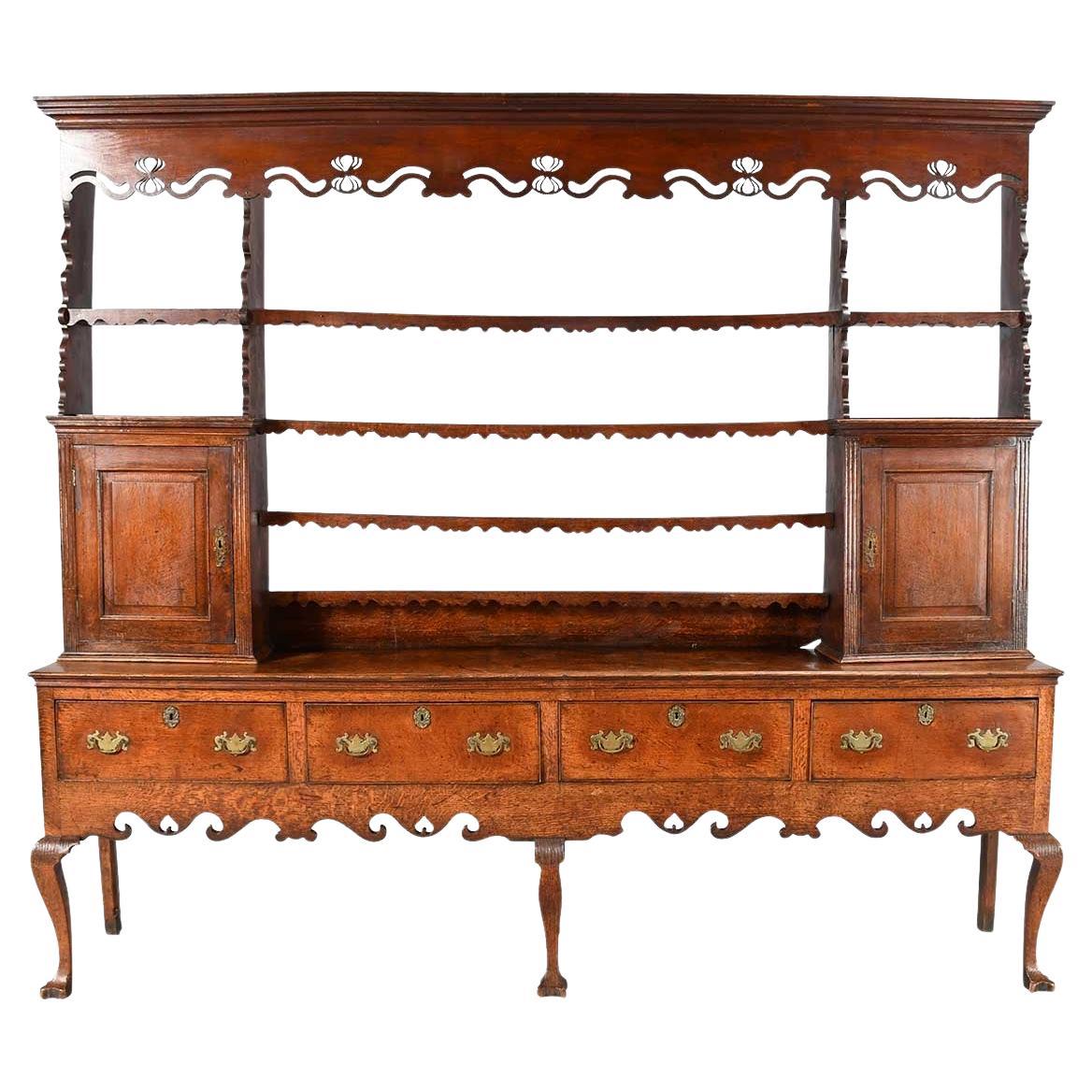 Large Dresser and Rack on Carved Cabriole Legs