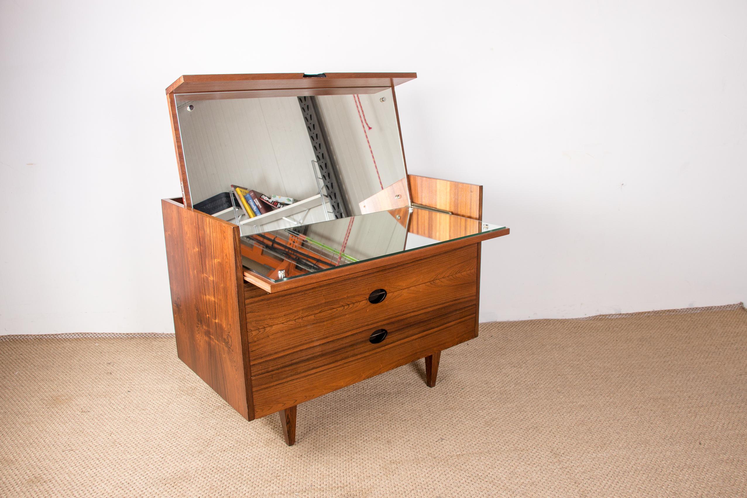 Large Dressing Table, Chest of Drawers in Rio Rosewood, Joseph André Motte 1960 For Sale 2