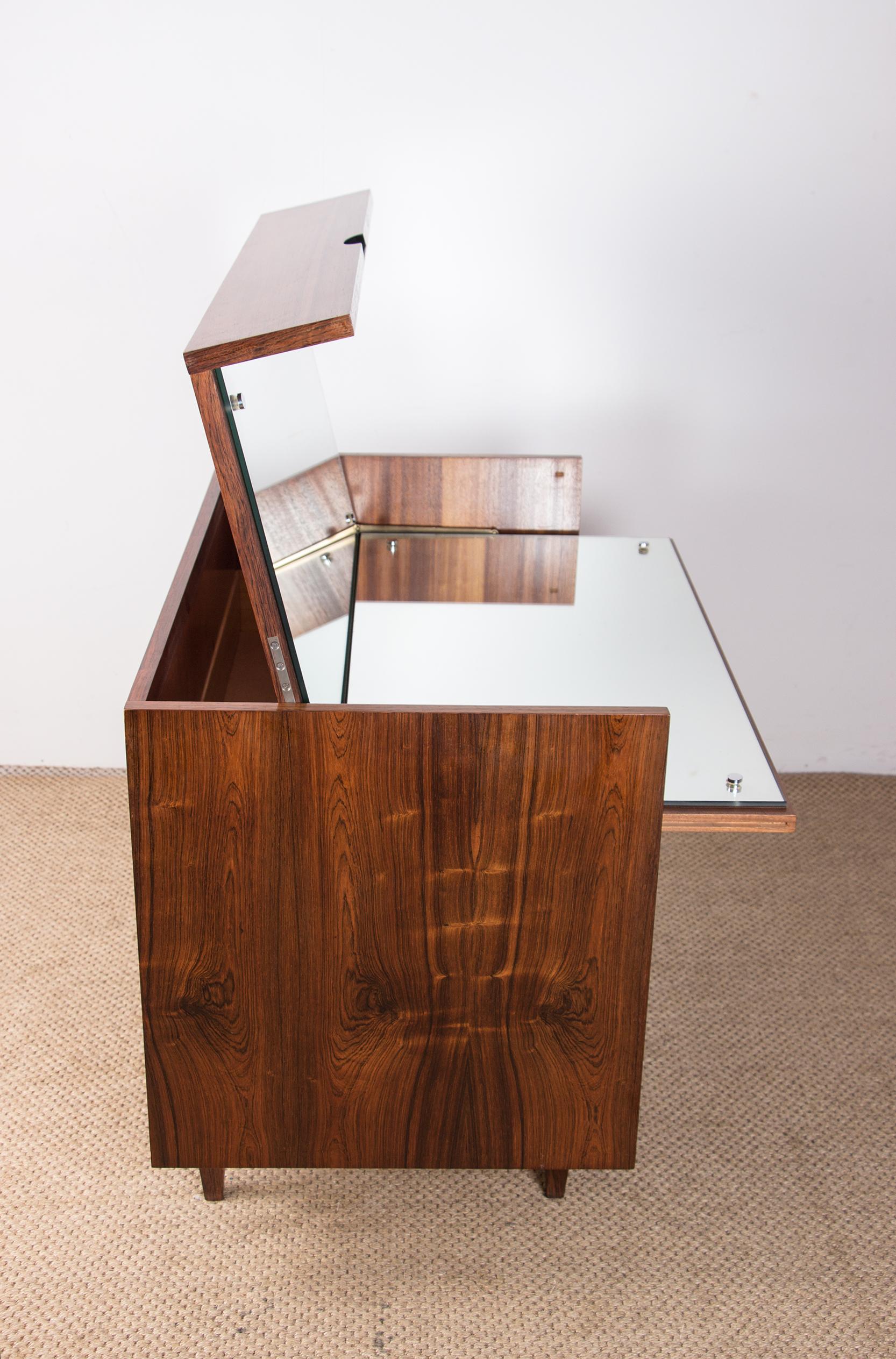 Large Dressing Table, Chest of Drawers in Rio Rosewood, Joseph André Motte 1960 For Sale 5
