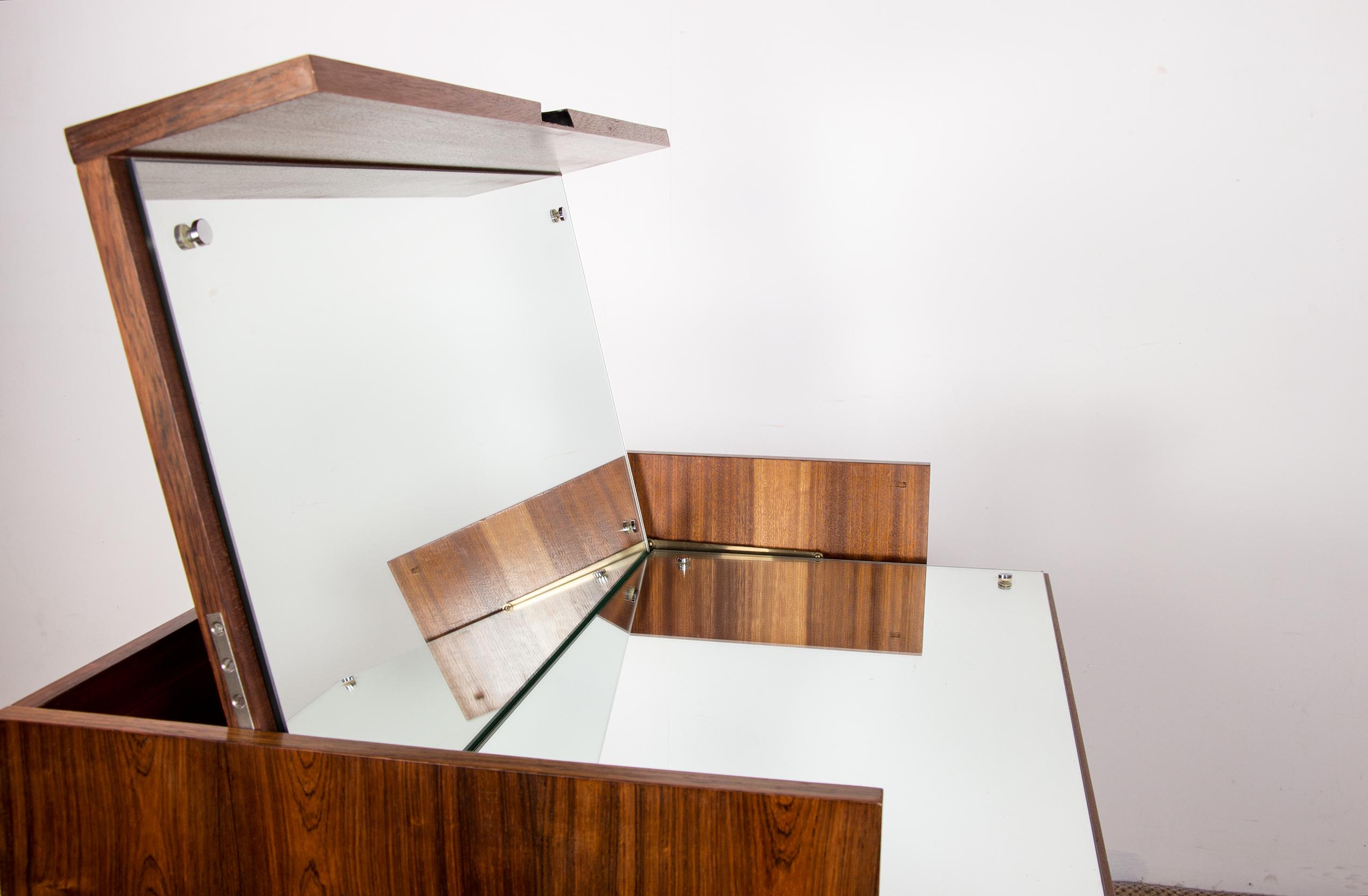 Large Dressing Table, Chest of Drawers in Rio Rosewood, Joseph André Motte 1960 For Sale 7
