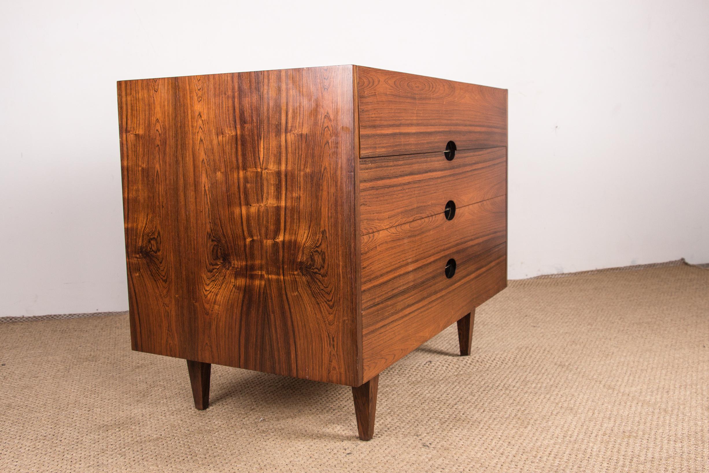 Large Dressing Table, Chest of Drawers in Rio Rosewood, Joseph André Motte 1960 For Sale 9