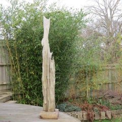 Grande sculpture brutaliste en bois flotté
