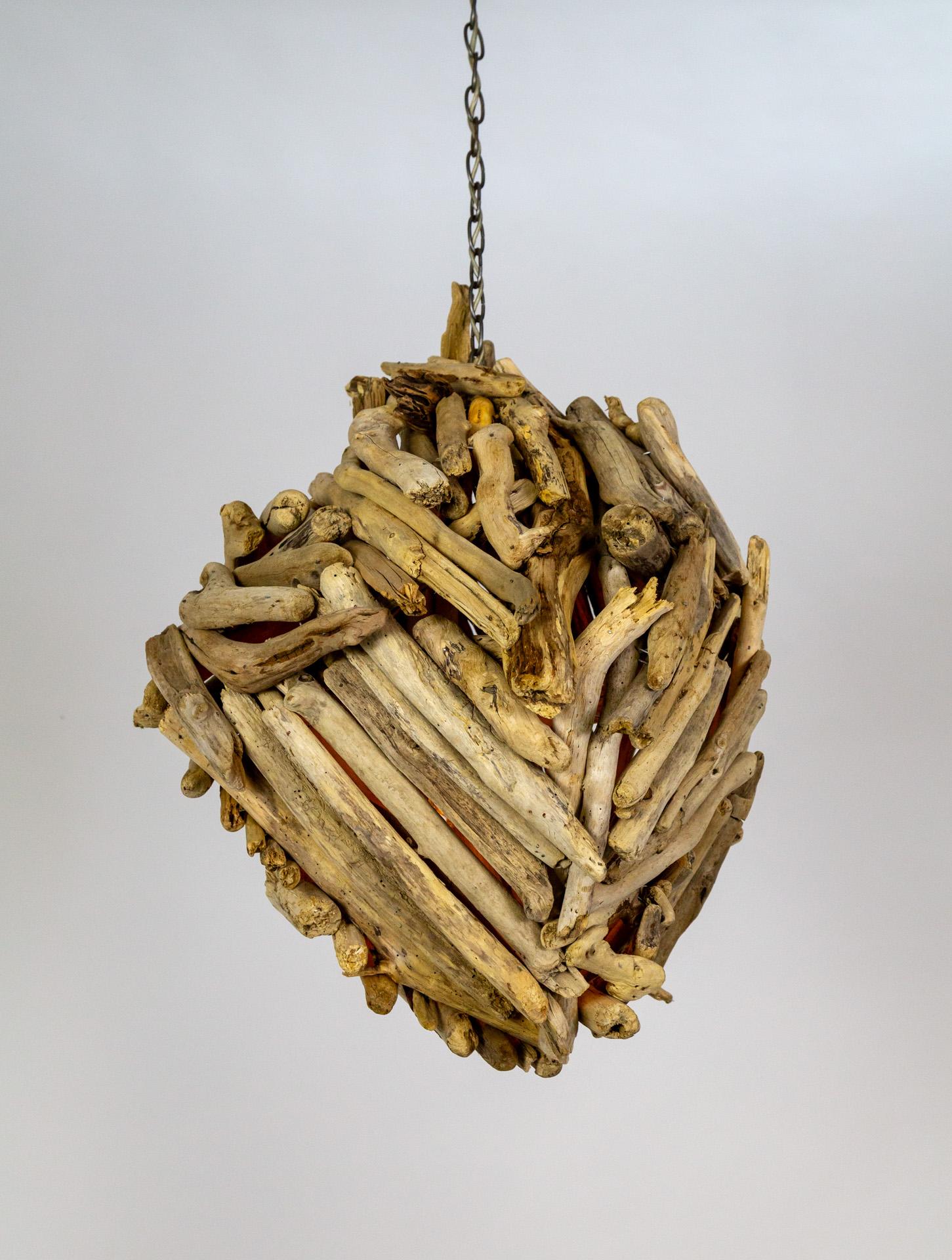 Lámpara colgante grande de madera de deriva en Bueno estado para la venta en San Francisco, CA