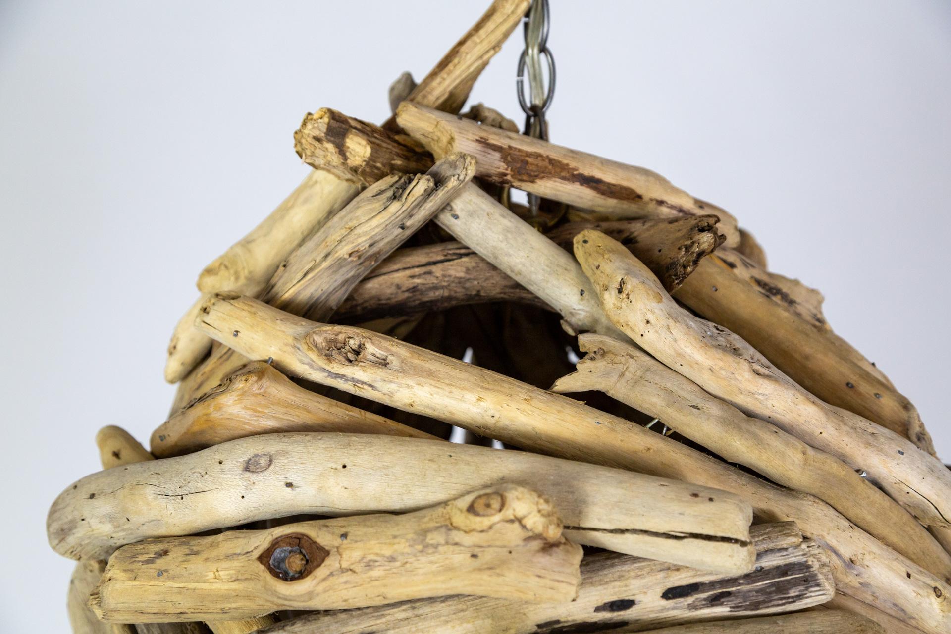 Lámpara colgante grande de madera de deriva siglo XX en venta
