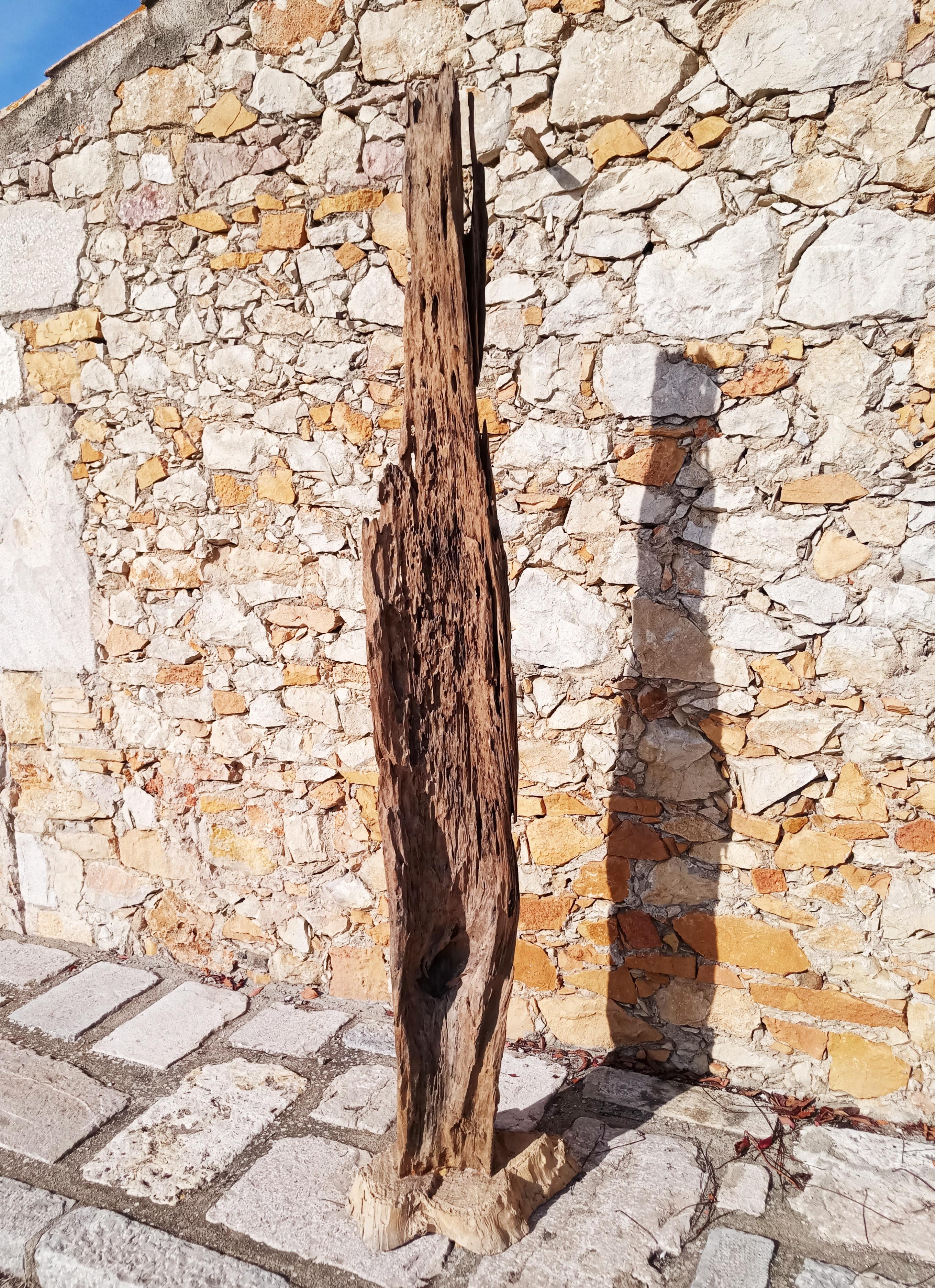 Grande sculpture en bois flotté, Espagne, années 1970. 
Objet vintage en très bon état. 
Intérieur ou extérieur.