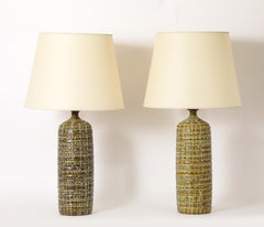 Large Drip Glaze Ceramic Lamps, USA 1960's