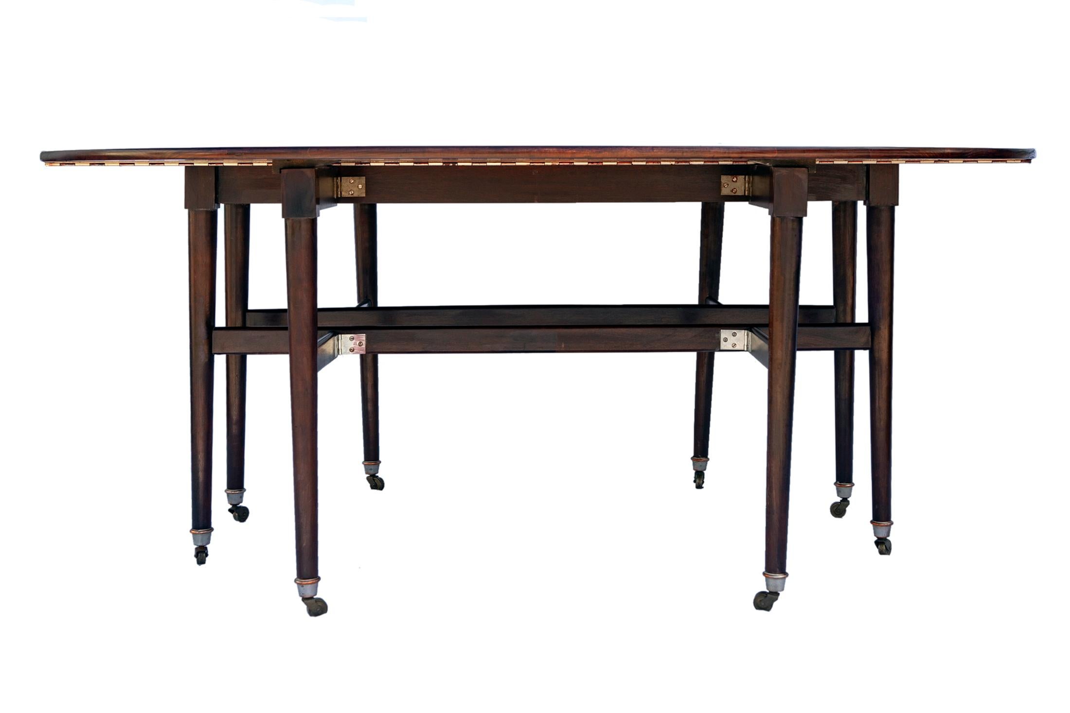 American Classical Large Drop Leaf Cherry Dining Table For Sale