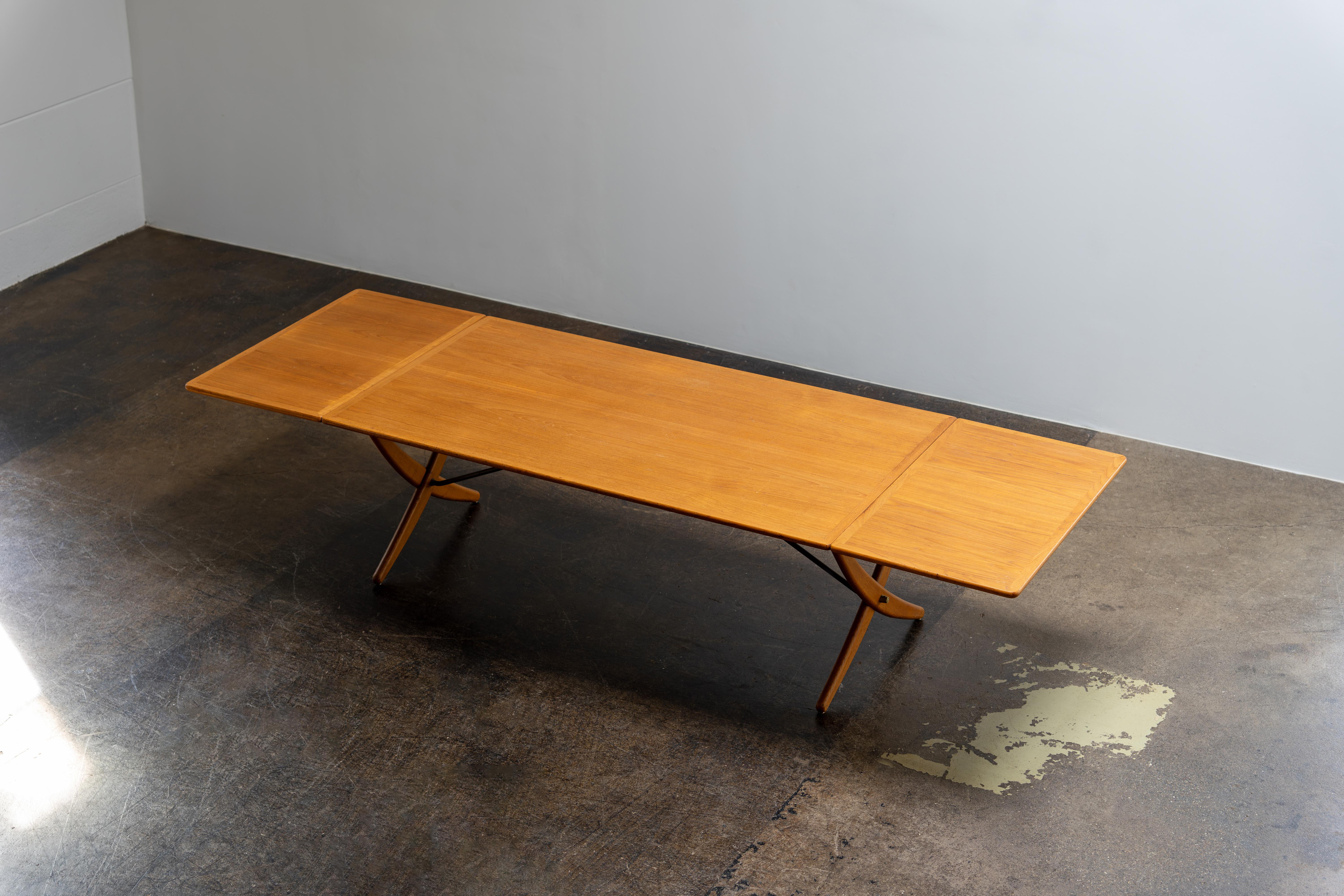 Large Drop Leaf Oak Teak Dining Table AT-314 by Hans J. Wegner Denmark, 1960s 1