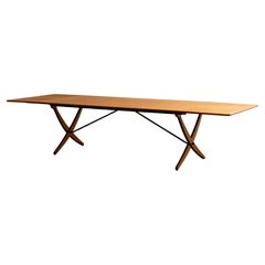 Large Drop Leaf Oak Teak Dining Table AT-314 by Hans J. Wegner Denmark, 1960s