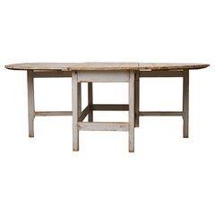 Large Drop Leaf Table, Swedish Antique Genuine Country Furniture with Patina