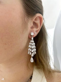 Large Drop Natural Diamond Earrings Women, White Gold, Wedding Diamond Earrings