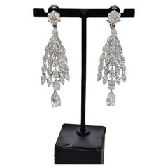 Boucles d'oreilles en diamant naturel, or blanc, boucles d'oreilles de mariage en diamant