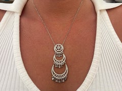 Large Drop Pendant with White and Chocolate Diamonds in 18k White Gold