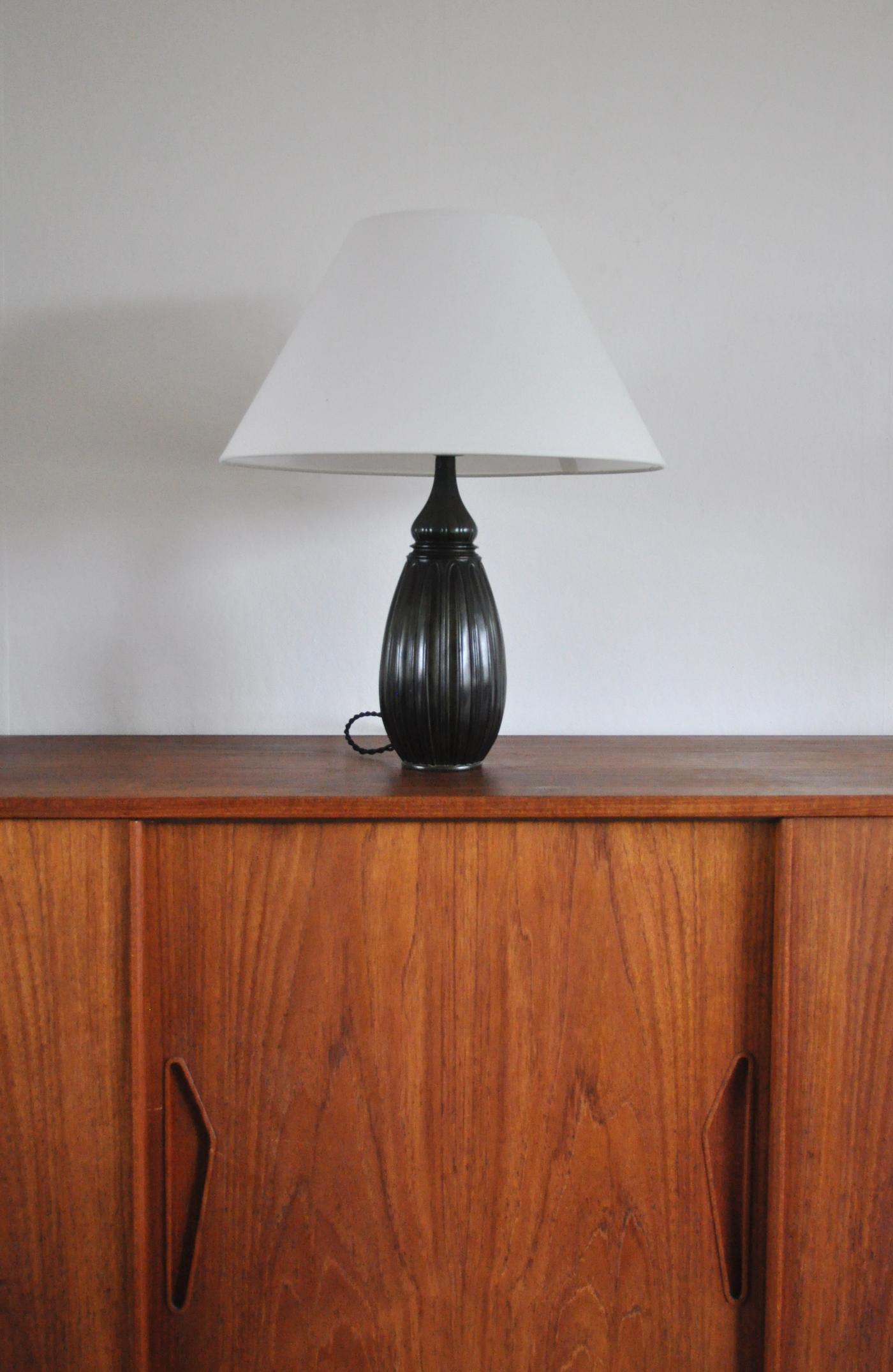 Art Deco Large Drop Shaped Just Andersen Disko Metal Table Lamp, Denmark, 1930s For Sale