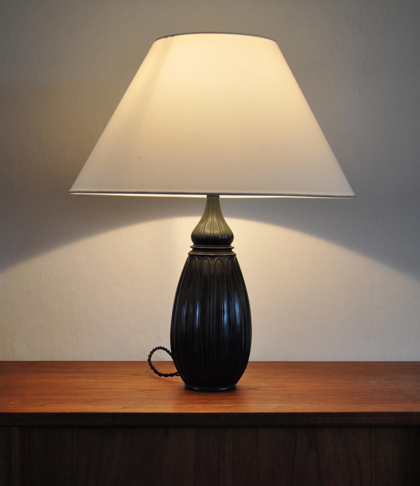 Danish Large Drop Shaped Just Andersen Disko Metal Table Lamp, Denmark, 1930s For Sale