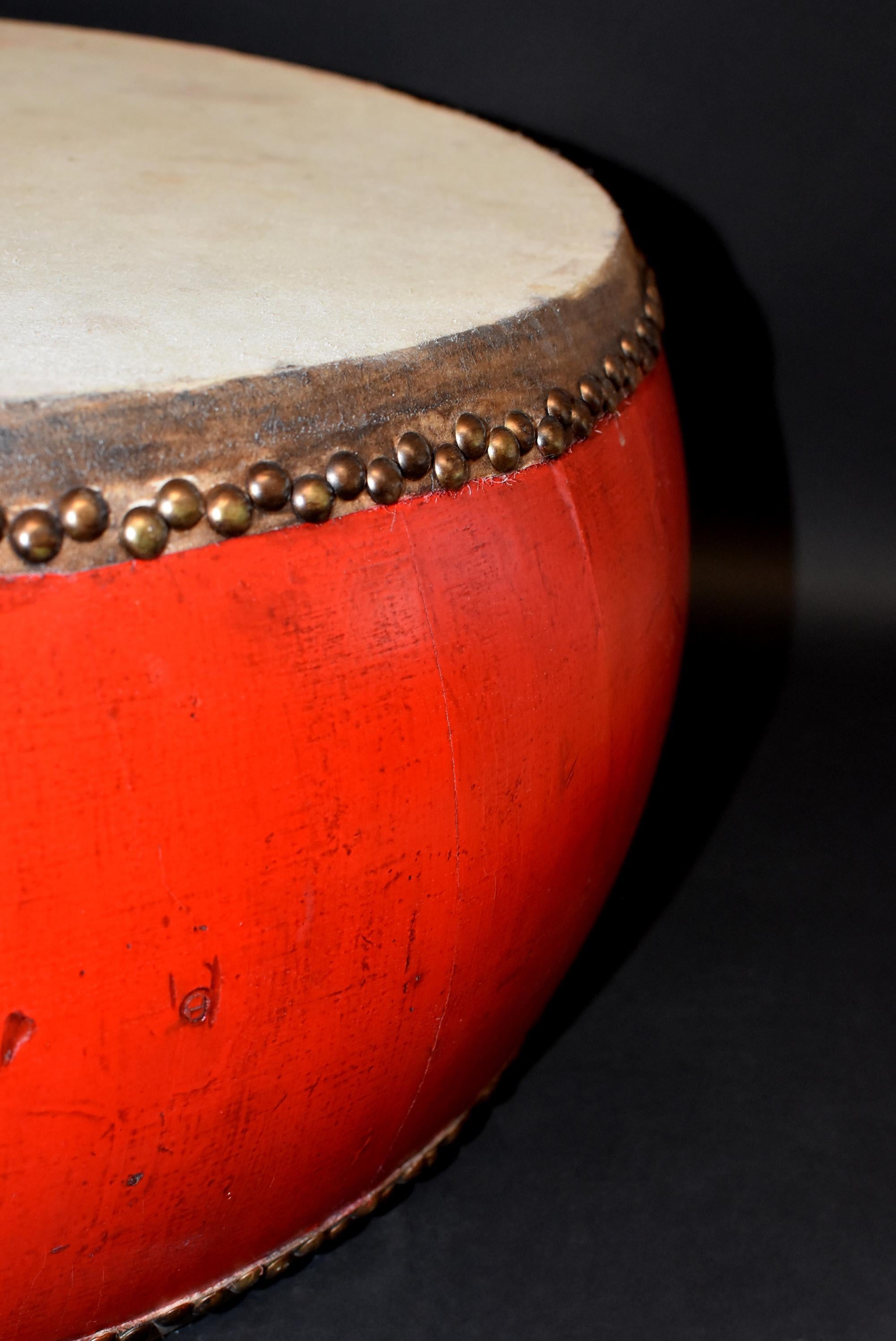 Large Red Lacquered Drum 26