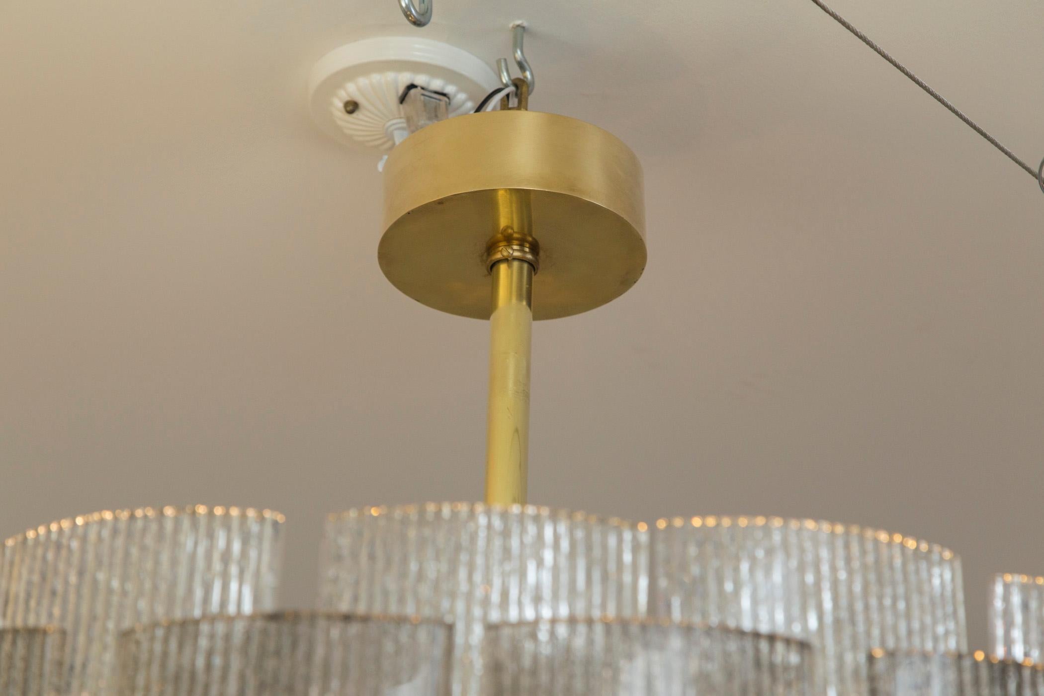 Italian Large Drum Chandelier in Taupe