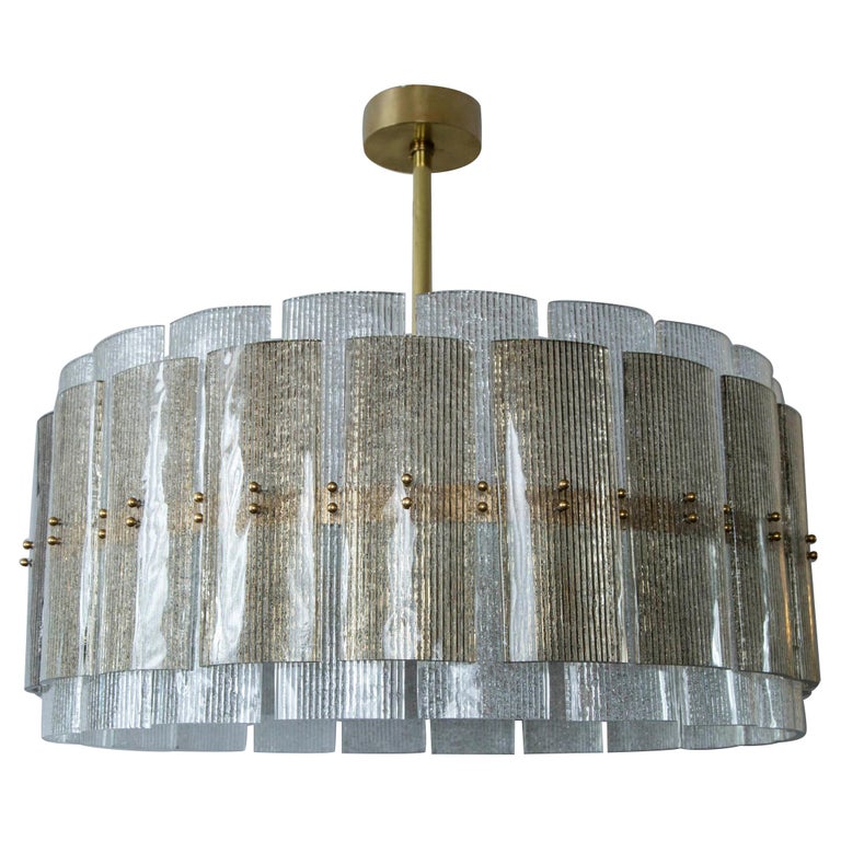 Large Drum Chandelier in Taupe at 1stDibs