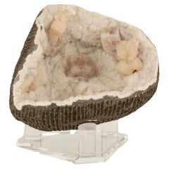 Grande Géode Druzy avec Apophyllite Rose Rouge Spécimen Minéral