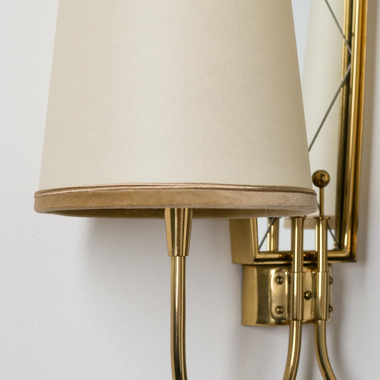 Large Dual-Arm Brass Wall Lights, 1940s 1