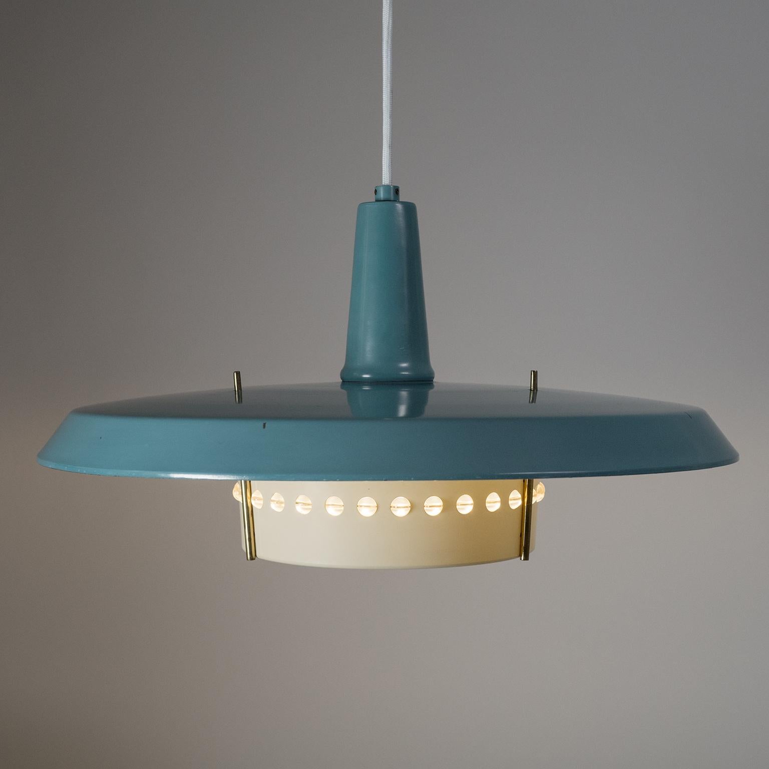 Large 1950s Pendant with Petrol Colored Shade 6