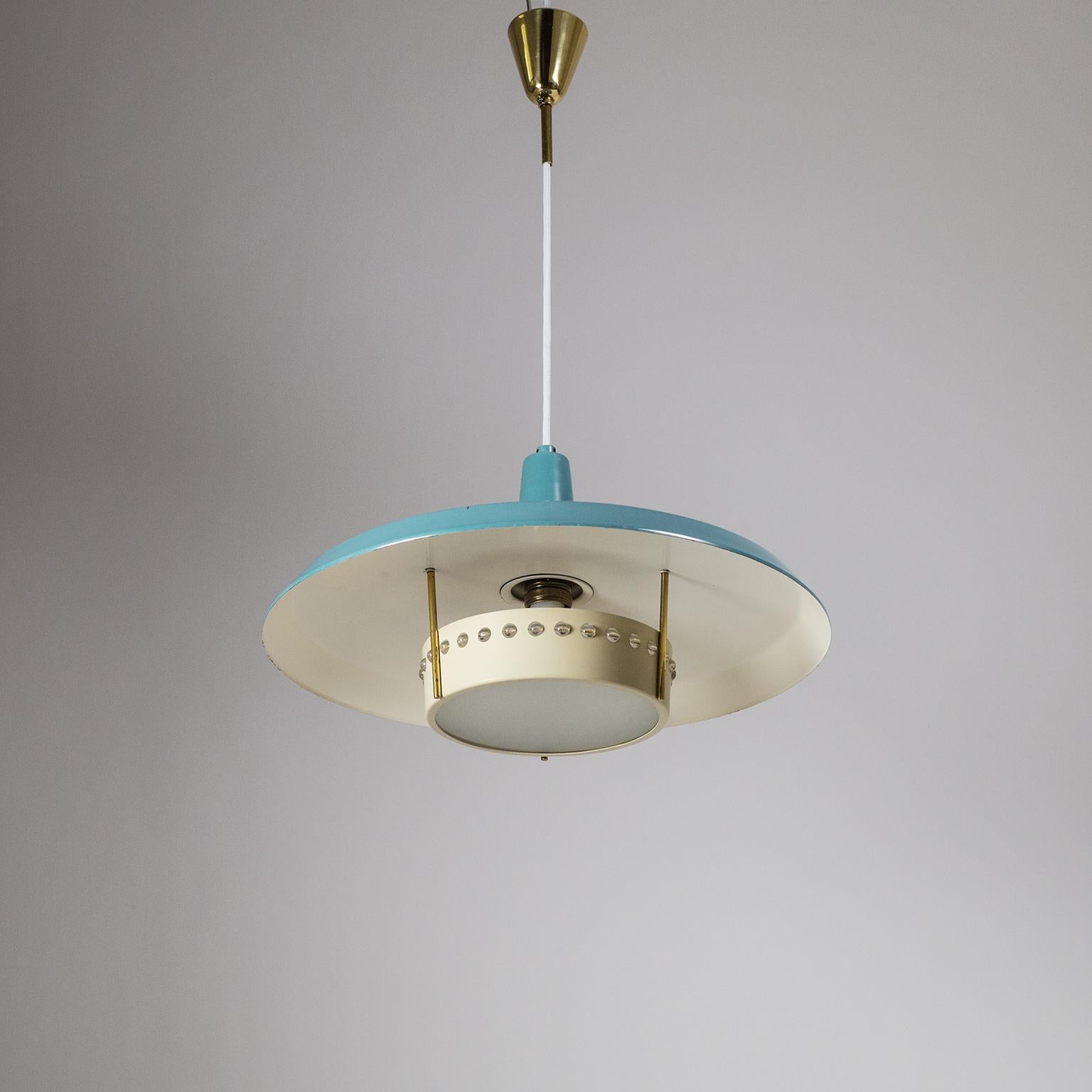 Mid-20th Century Large 1950s Pendant with Petrol Colored Shade