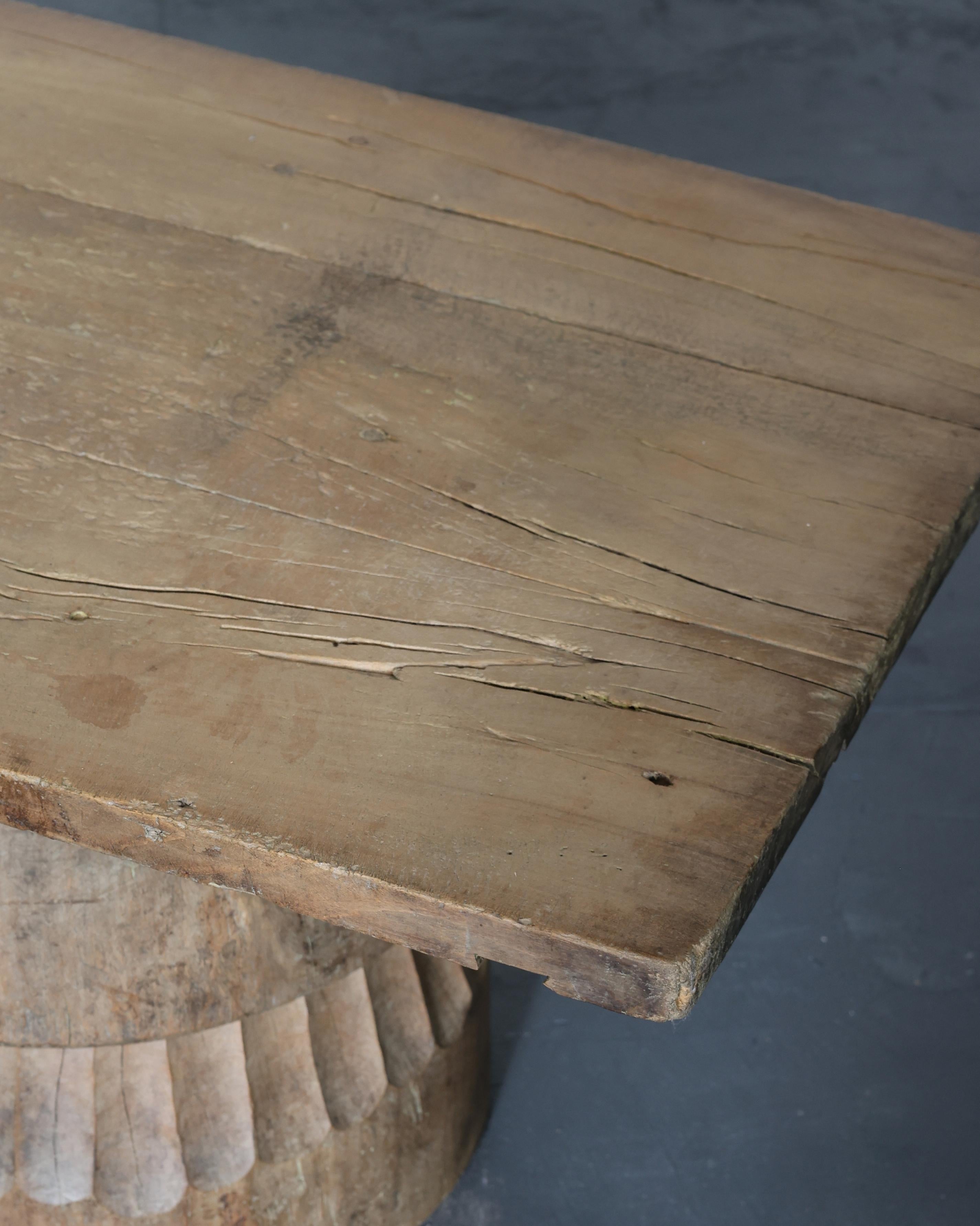 Large Dug Out Japanese Cedar Coffee/Sofa Table (3) For Sale 6