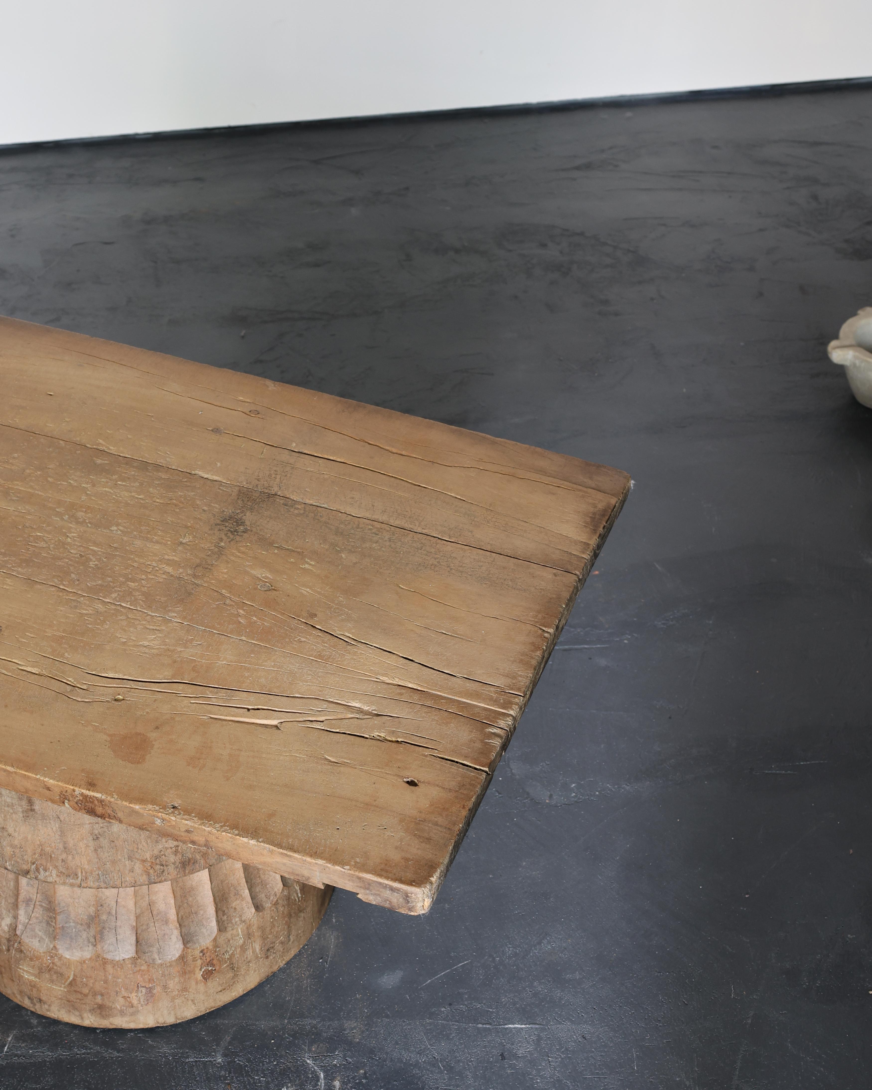 Large Dug Out Japanese Cedar Coffee/Sofa Table (3) For Sale 8