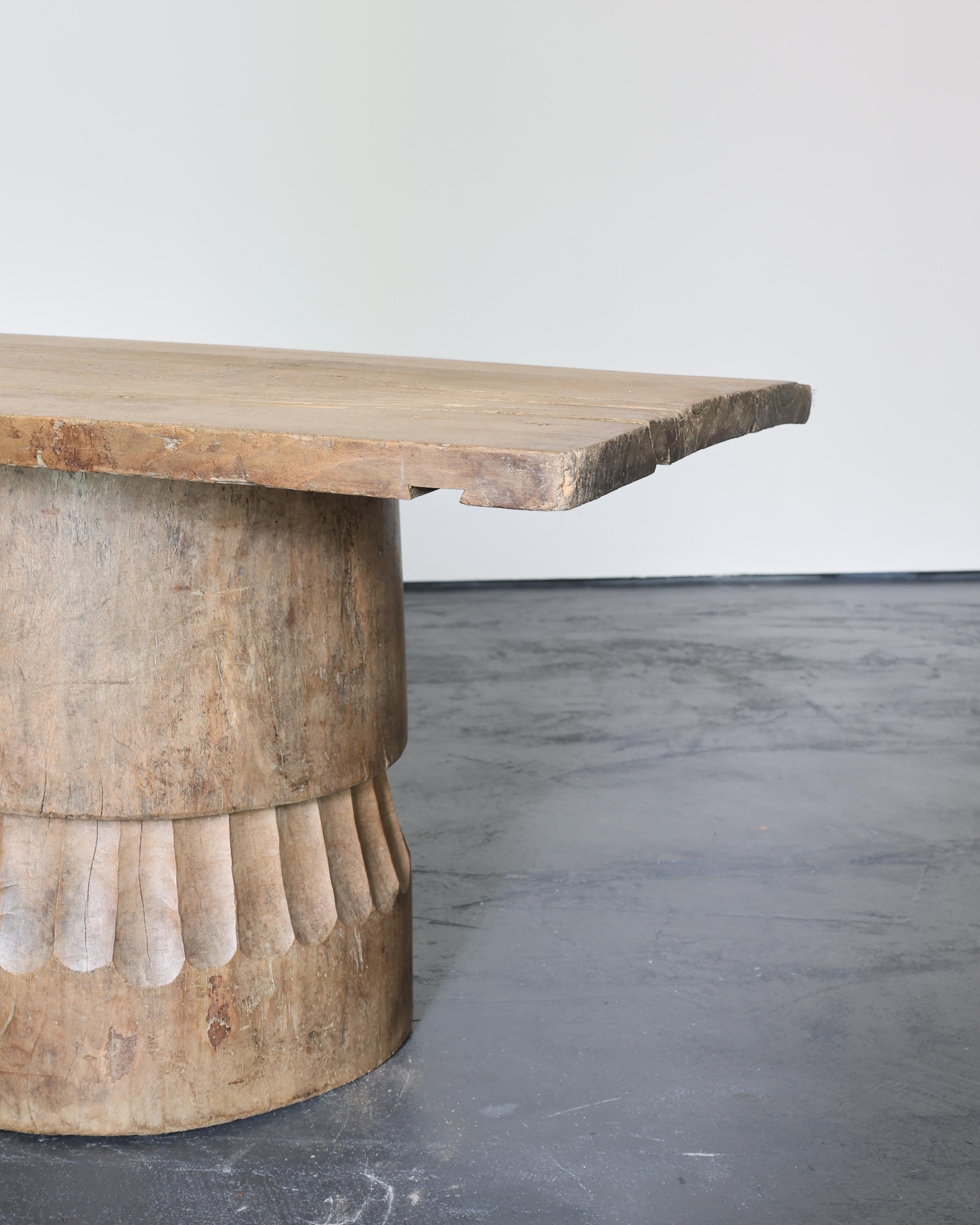 Large Dug Out Japanese Cedar Coffee/Sofa Table (3) For Sale 1
