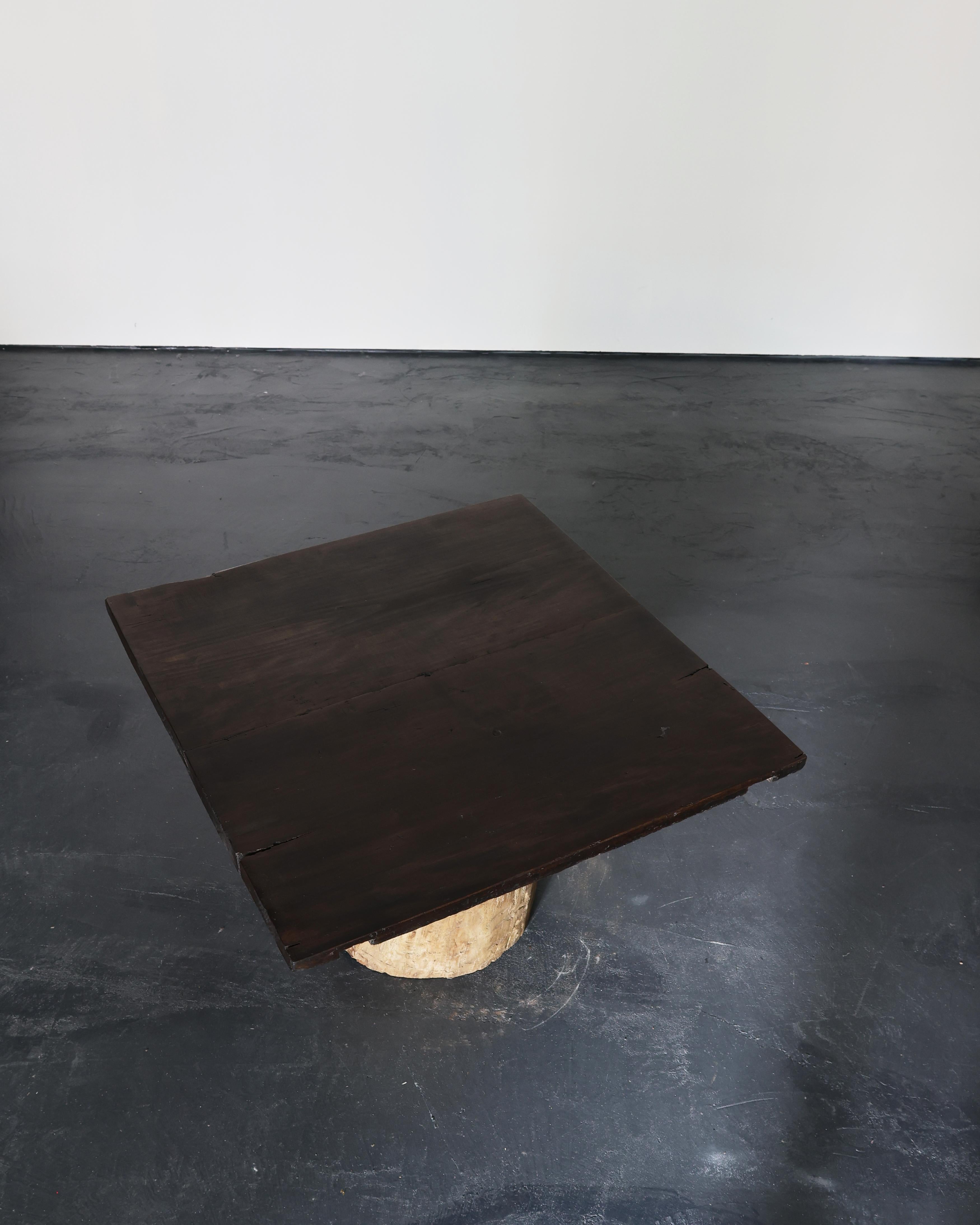 Large Dug Out Japanese Cedar Coffee/Sofa Table Wabi Sabi (4) In Good Condition For Sale In London, GB