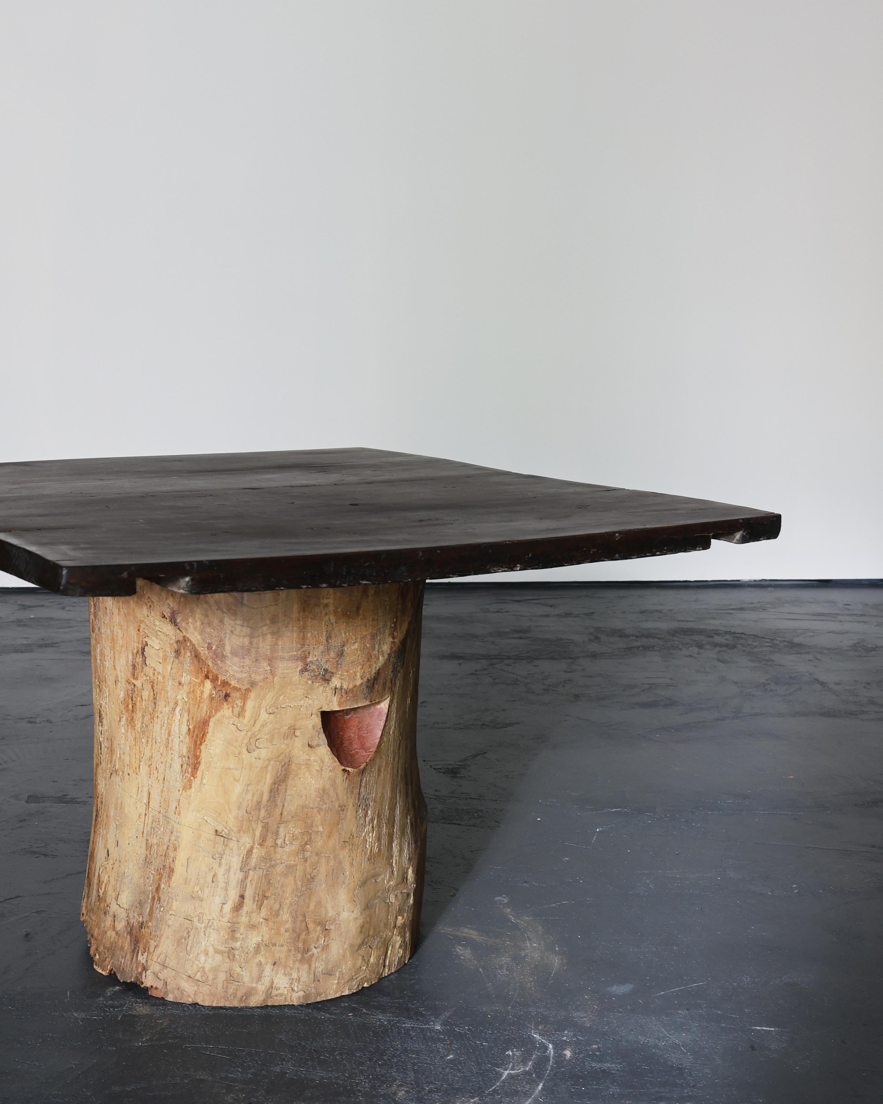 Large Dug Out Japanese Cedar Coffee/Sofa Table Wabi Sabi (4) For Sale 2
